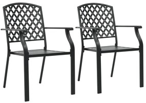 44265 vidaXL Καρέκλες Κήπου Στοιβαζόμενες 2 τεμ. Μαύρες Ατσάλινες Μαύρο, 1 Τεμάχιο
