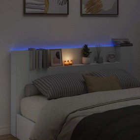 vidaXL Κεφαλάρι με Αποθήκη και LED Λευκό Επεξεργασμένο Ξύλο
