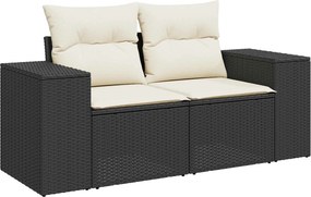 vidaXL Σετ Καναπέ 5 τμχ. Μαύρο και Κρεμ Λευκό 200 x 200 x 85 εκ.
