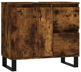 vidaXL Ντουλάπι Μπάνιου Καπνιστή Δρυς 65x33x60 εκ. Επεξεργασμένο Ξύλο