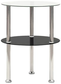 322788 322788 vidaXL 2-Tier Side Table Transparent &amp; Black 38 cm Tempered Glass Μαύρο, 1 Τεμάχιο