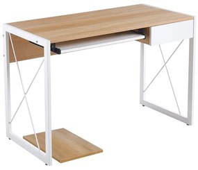 WOODWELL ΕΟ4393UNIT Γραφείο Η/Υ, Μέταλλο Βαφή Άσπρο, Melamine Απόχρωση Sonoma 110x55x75cm ΕΟ4393