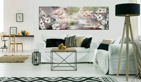 Πίνακας - Flamingoes and Flowers 120x40