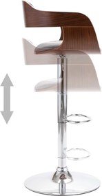 vidaXL Σκαμπό Μπαρ από Κόντρα Πλακέ και Γκρι Ύφασμα