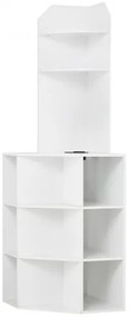 VEVOR 64&quot; Corner Storage Cabinet with Charging Station Adjustable Shelves White