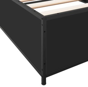 vidaXL Πλαίσιο Κρεβατιού Μαύρο 90 x 190 εκ. Επεξ. Ξύλο &amp; Μέταλλο