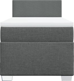 vidaXL Κρεβάτι Boxspring με Στρώμα Σκούρο Γκρι 90x200 εκ. Υφασμάτινο