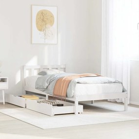 vidaXL Σκελετός Κρεβατιού Χωρίς Στρώμα Λευκό 100x200 εκ. Μασίφ Πεύκο
