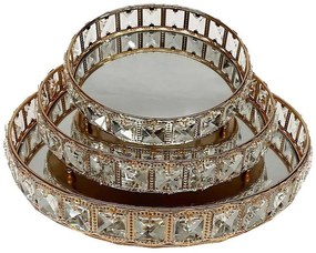 Διακοσμητικοί Δίσκοι (Σετ 3Τμχ) DWOA1007 20/25/30x7cm Gold Espiel Μέταλλο,Γυαλί