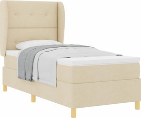 vidaXL Κρεβάτι με ελατήρια με στρώμα Κρεμ 190 x 90 cm ύφασμα
