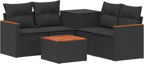 vidaXL Σετ Καναπέ 6 τμχ. Μαύρο 55 x 55 x 37 εκ Πολυ-ρακί και Χάλυβας