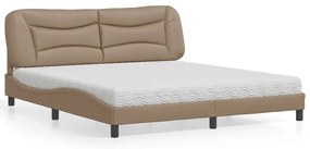 vidaXL Κρεβάτι με Στρώμα Καπουτσίνο 180x200 εκ. Συνθ. Δέρμα