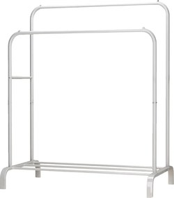 Διπλή Μεταλλική Κρεμάστρα Δαπέδου 110x55x150cm με 1 Ράφι - Άσπρο