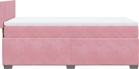 vidaXL Κρεβάτι Boxspring με Στρώμα Ροζ 100x200 εκ. Βελούδινο