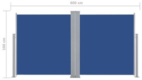 Σκίαστρο Πλαϊνό Συρόμενο Μπλε 100 x 600 εκ. - Μπλε