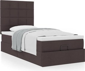 vidaXL Οθωμανικό κρεβάτι με στρώμα σκούρο καφέ 100x200cm ύφασμα