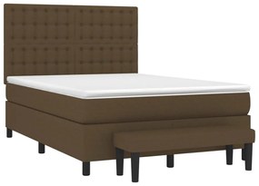 vidaXL Κρεβάτι Boxspring με Στρώμα Σκούρο Καφέ 140x200 εκ Υφασμάτινο