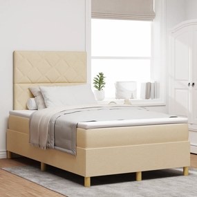 vidaXL Κρεβάτι Κουτιού με Στρώμα Κρεμ 120x200 cm Υφασμα