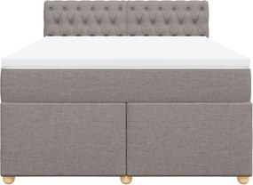 vidaXL Κρεβάτι Boxspring με Στρώμα Taupe 140x190 εκ. Υφασμάτινο