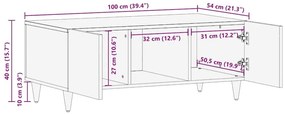 Τραπεζάκι Σαλονιού 100 x 54 x 40 εκ. από Μασίφ Ξύλο Μάνγκο - Καφέ