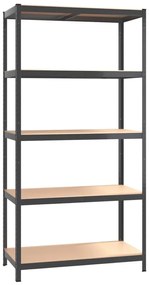 HOME USE μεταλλική ραφιέρα HUH-0199 με 5 ράφια, 90x40x180cm, μαύρη