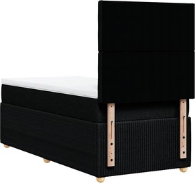 vidaXL Κρεβάτι Boxspring με Στρώμα Μαύρο 90x190 εκ.Υφασμάτινο
