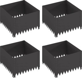 vidaXL Περίγραμμα γκαζόν 4 τμχ. 60 x 60 x 35 cm Ατσάλι Μαύρο