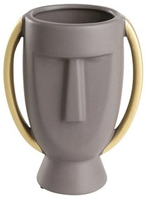 Βάζο Κεραμικό Πρόσωπο Radisson 421003 16,5x10,5x21cm Grey-Gold Eglo Κεραμικό