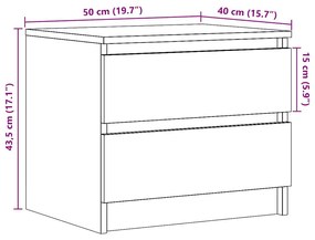 Κομοδίνο Αρτισιανή Δρυς 50x40x43.5 εκ. από Επεξεργασμένο Ξύλο - Καφέ