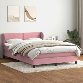 vidaXL Κρεβάτι Boxspring με Στρώμα Ροζ 160x210 εκ. Βελούδινο