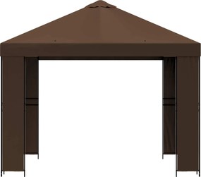 vidaXL Κιόσκι 3 x 3 m Καφέ Πολυεστέρας και Χάλυβας 190 gsm