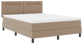 vidaXL Κρεβάτι Box Spring με στρώμα σε καπουτσίνο - 140 x 190 εκ, τεχνητό δέρμα