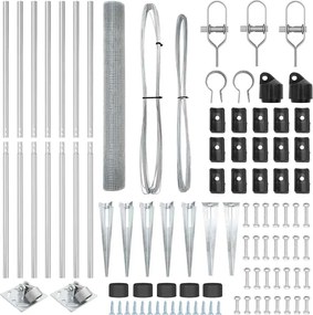 vidaXL Στύλος Περιφράξεων Ασημί 10 x 1,2 μ (12 x 12 χιλ. πλέγμα)