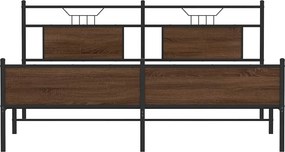 vidaXL Σκελετός Κρεβ. Χωρίς Στρώμα Καφέ Δρυς 183x213 εκ. Μεταλλικό