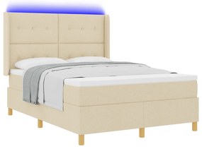 vidaXL Κρεβάτι με Στρώμα & LED Κρέμα 160x200 cm Υφασμάτινο