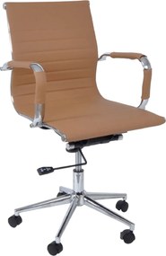 BF3301 Πολυθρόνα Γραφείου Μέταλλο Βάση Χρώμιο, PU Μπεζ   1τμχ