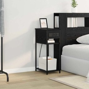 vidaXL Κομοδίνο Μαύρη Οξυά 41 x 28 x 76 εκ. Επεξεργασμένο ξύλο