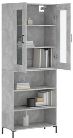 vidaXL Ντουλάπι Γκρι Σκυροδέματος 69,5x34x180 εκ. Επεξεργασμένο Ξύλο