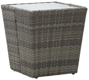 vidaXL Τραπέζι Βοηθητικό Γκρι 41,5x41,5x43 εκ. Συνθ.Ρατάν/Ψημένο Γυαλί