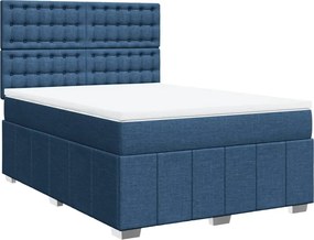vidaXL Κρεβάτι Boxspring με Στρώμα Μπλε 160x200 εκ. Υφασμάτινο