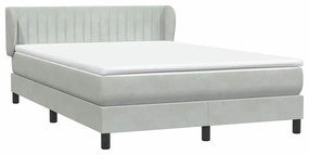 Κρεβάτι Boxspring με Στρώμα Ανοιχτό Γκρι 140x220 εκ. Βελούδινο - Γκρι