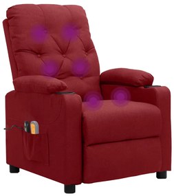 vidaXL Πολυθρόνα Μασάζ Ηλεκτρική Μπορντό Υφασμάτινη