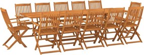 vidaXL Σετ Τραπεζαρίας Κήπου 13 Τεμαχίων 280x90x75 εκ. Μασίφ Ακακία
