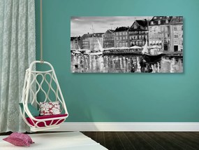 Εικόνα ελαιογραφία της Βενετίας σε μαύρο & άσπρο - 120x60