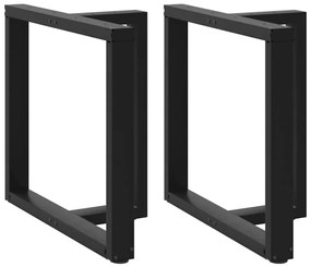 Πόδια Τραπεζαρίας σε Σχήμα Τ, 2 τεμ. Μαύρο 80x35x(72-73) εκ. Ατσάλι