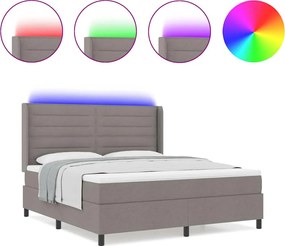 vidaXL LED Κρεβάτι με βάθρο με στρώμα Taupe 180 x 200 cm ύφασμα