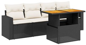 vidaXL Σετ Καναπέ Κήπου 5 Τεμαχίων Μαύρο Συνθετικό Ρατάν με Μαξιλάρια