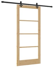 vidaXL Συρόμενη Πόρτα ORKDAL Καφέ 93 x 202 cm Ξύλο και μέταλλο