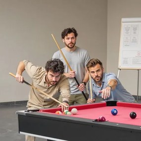 VEVOR Pool Table, 183cm Portable Billiards Tables, Adjustable Feet Stable Game Table, Entertainment Set Includes Ball, Cue, Rack, Chalk and Brush, Black with Red Cloth, for Family Use, Recreation Room