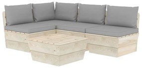 vidaXL Σαλόνι Κήπου από Παλέτες 5 τεμ. Ξύλο Ερυθρελάτης με Μαξιλάρια